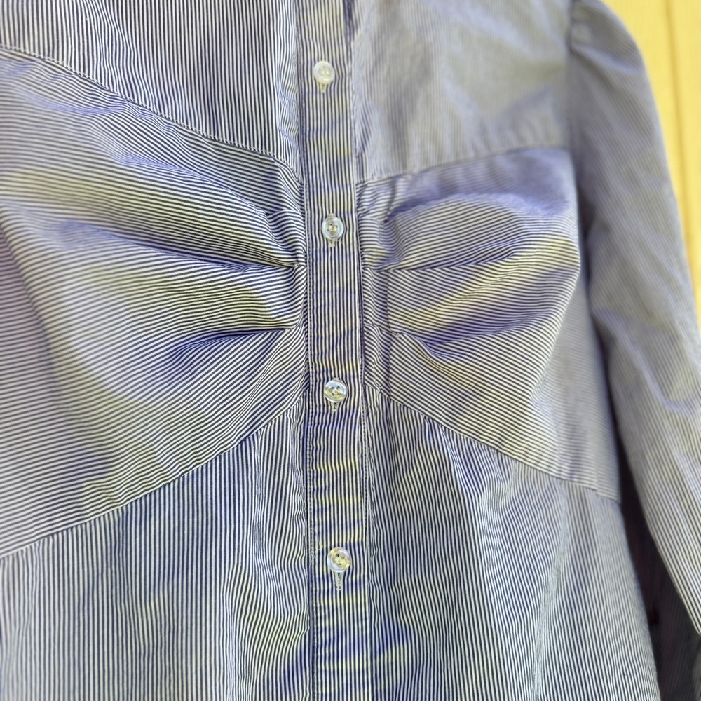 ECI New York Blue Striped Long Sleeve Button Down Shirt Dress 6 Preppy‎ Classic - Picture 6 of 14